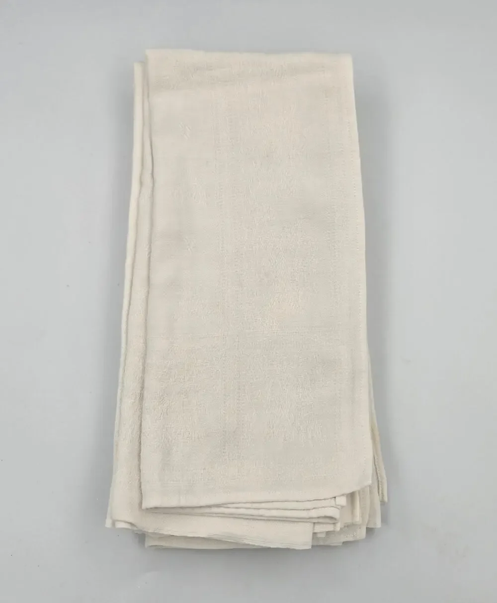 Lot of 4 Off-White Cotton or Cotton Blend Cloth Napkins w/ Subtle Woven Texture